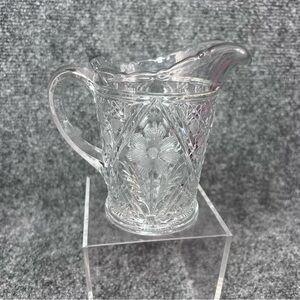 EAPG Indiana Glass ING13 Creamer Small Pitcher Daisy Floral Vintage 4.75” Tall